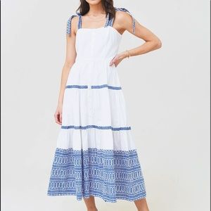 Oliphant Blue Tie Strap Midi Dress. Size: S.